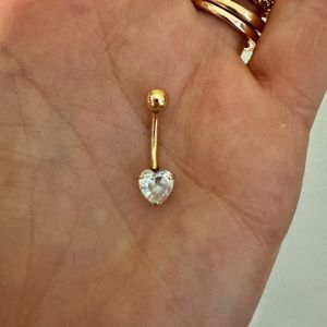 14k yellow gold belly button ring with CZ